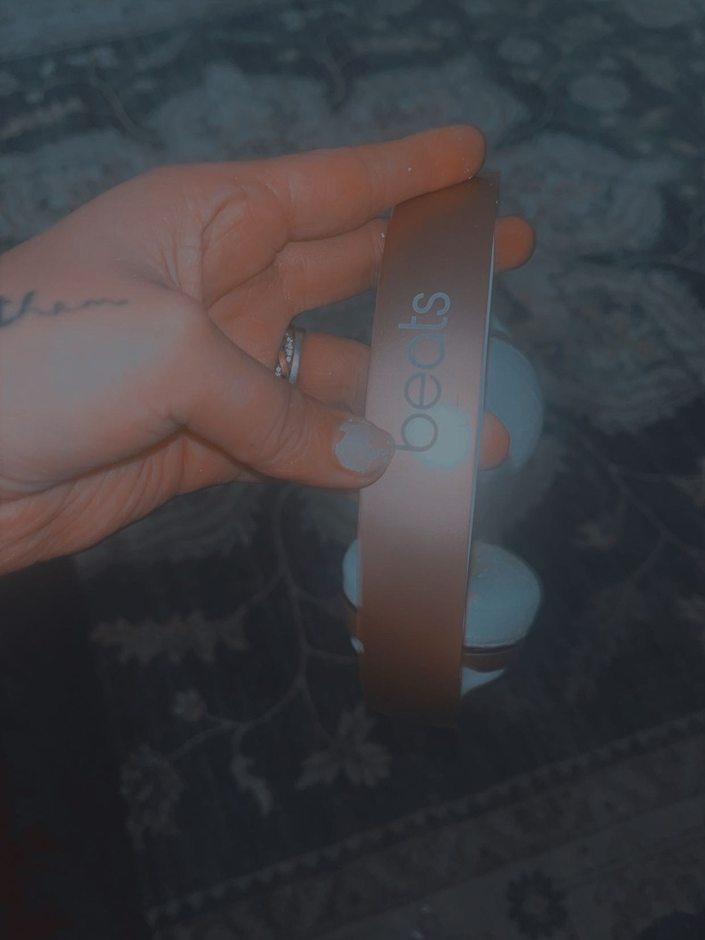 Beats by Dre On-Ear Headphones in Rose Gold with Light Blue Cushions